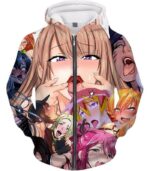 Ahegao Hoodie Hot Anime - Zip Up Hoodie