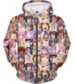 Ahegao Zip Up Hoodie In Color