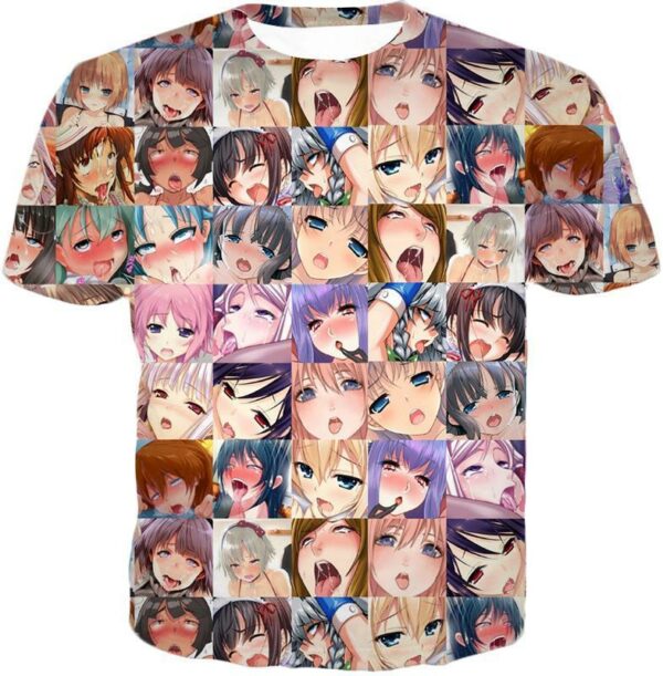 Ahegao Zip Up Hoodie In Color - T-Shirt