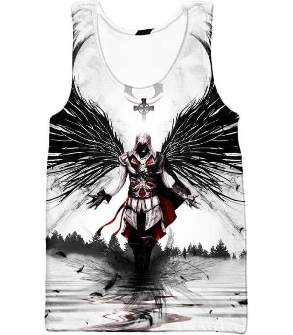 Guardian Angel Ezio Auditore Cool Fan Art White Hoodie - Tank Top