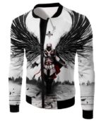 Guardian Angel Ezio Auditore Cool Fan Art White Zip Up Hoodie - Jacket