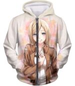 Attack On Titan Beautiful Soldier Krista Lenz White Hoodie - Zip Up Hoodie