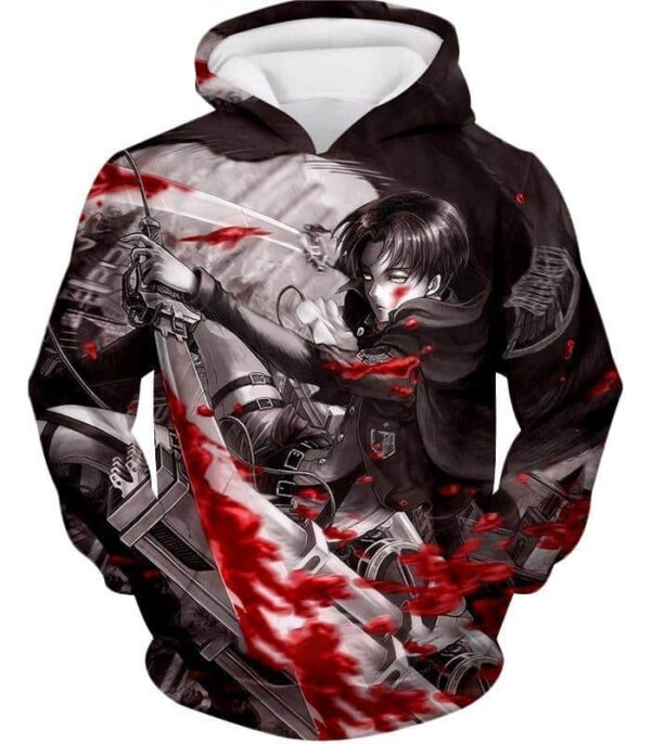 Attack On Titan Captain Levi Black And White Themed Hoodie