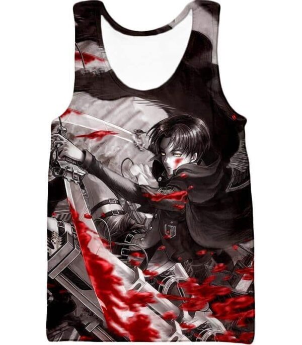 Attack On Titan Captain Levi Black And White Themed Hoodie - Tank Top