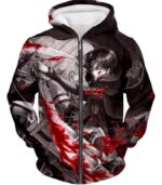 Attack On Titan Captain Levi Black And White Themed Hoodie - Zip Up Hoodie