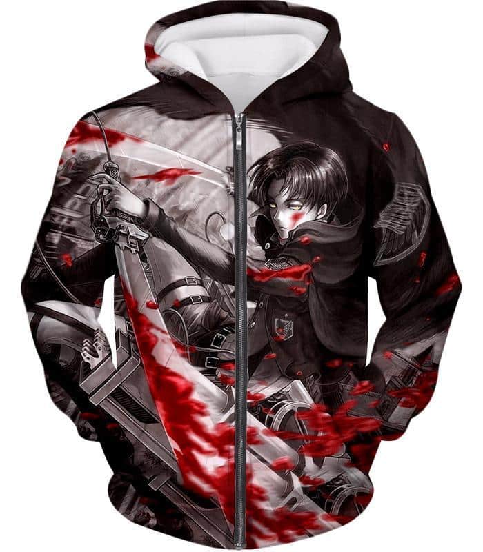 Attack On Titan Captain Levi Black And White Themed Hoodie | Attack On ...