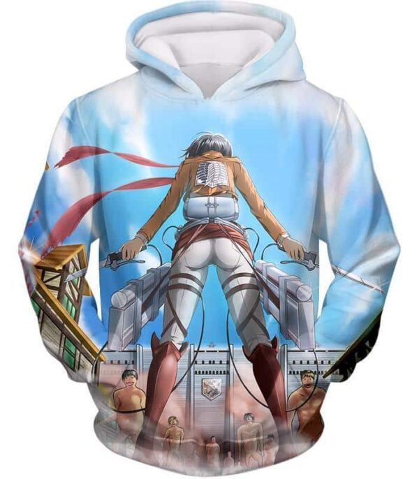 Attack On Titan Cool Action Still Mikasa Ackerman Vs Titans Hoodie