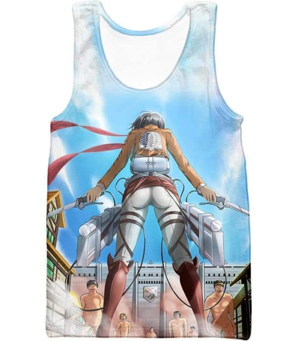 Attack On Titan Cool Action Still Mikasa Ackerman Vs Titans Hoodie - Tank Top