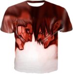 Attack On Titan Cool Armoured Titan Vs Eren Yeager White Printed Hoodie  - Anime Hoodie - T-Shirt