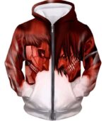 Attack On Titan Cool Armoured Titan Vs Eren Yeager White Printed Hoodie  - Anime Hoodie - Zip Up Hoodie