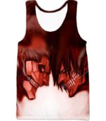 Attack On Titan Cool Armoured Titan Vs Eren Yeager White Printed Hoodie  - Anime Hoodie - Tank Top