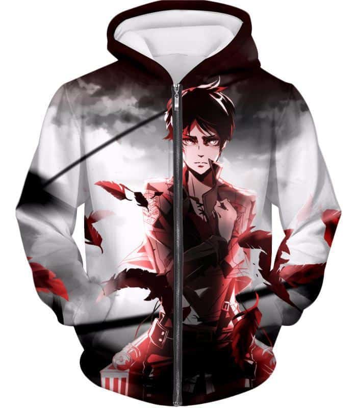 Attack On Titan Cool Survey Corps Soldier Eren Yeager Zip Up Hoodie ...