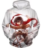 Attack On Titan Cute Mikasa Ackerman White Zip Up Hoodie - Hoodie