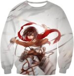 Attack On Titan Cute Mikasa Ackerman White Zip Up Hoodie - Sweatshirt