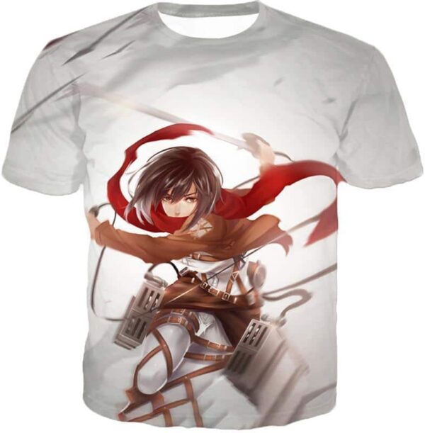 Attack On Titan Cute Mikasa Ackerman White Zip Up Hoodie - T-Shirt