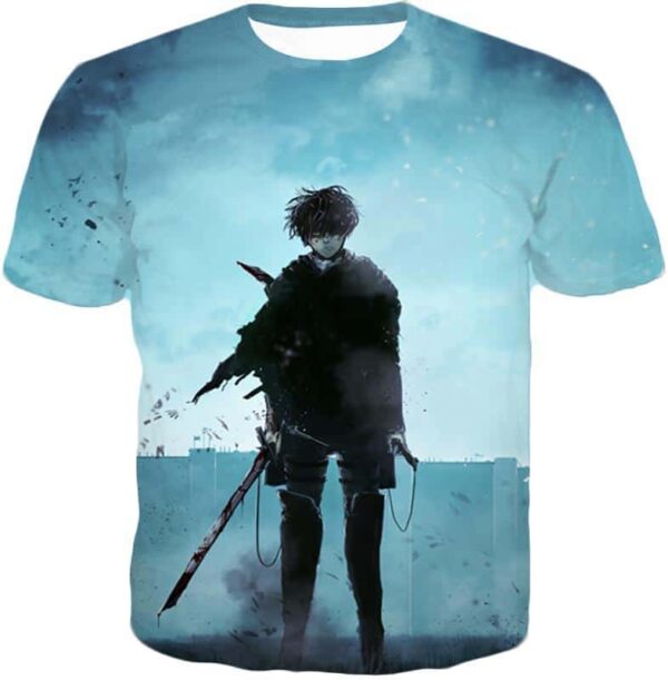 Attack On Titan Deadly Fighter Captain Levi Blue Hoodie - T-Shirt