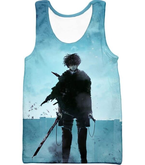 Attack On Titan Deadly Fighter Captain Levi Blue Hoodie - Tank Top