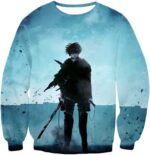 Attack On Titan Deadly Fighter Captain Levi Blue Zip Up Hoodie - Sweatshirt