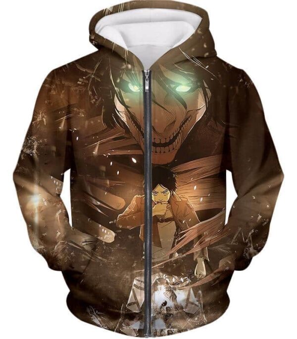 Attack On Titan Eren Yeager The Titan Dark Hoodie - Zip Up Hoodie