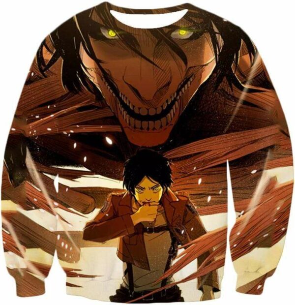 Attack On Titan Eren Yeager Transforms Titan Hoodie Hoodie - Sweatshirt