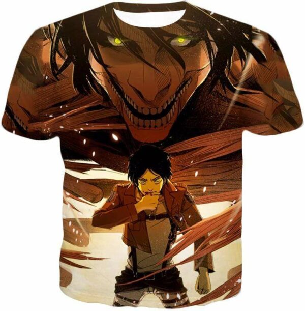 Attack On Titan Eren Yeager Transforms Titan Zip Up Hoodie Hoodie - T-Shirt