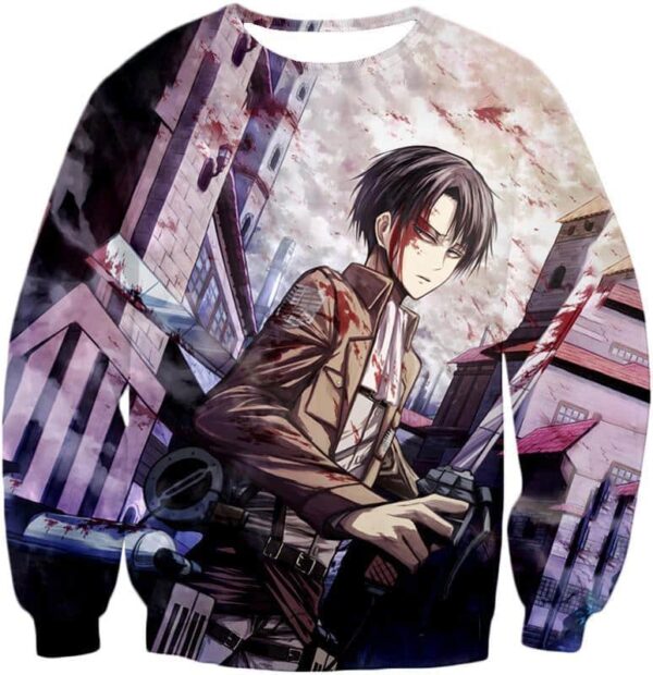 Attack On Titan Hoodie - Attack On Titan Covered With Blood Ultimate Hero Levi Ackerman Anime Action Hoodie - Sweatshirt