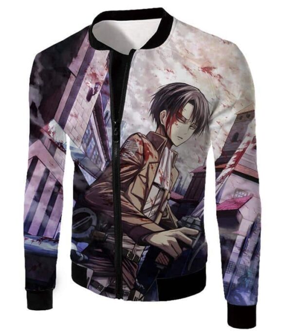 Attack On Titan Hoodie - Attack On Titan Covered With Blood Ultimate Hero Levi Ackerman Anime Action Hoodie - Jacket