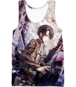 Attack On Titan Hoodie - Attack On Titan Covered With Blood Ultimate Hero Levi Ackerman Anime Action Zip Up Hoodie - Tank Top