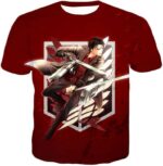 Attack On Titan Hoodie - Attack On Titan Humanitys Strongest Soldier Levi Ackerman Of Survey Corps Cool Red Hoodie - T-Shirt