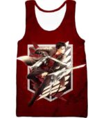 Attack On Titan Hoodie - Attack On Titan Humanitys Strongest Soldier Levi Ackerman Of Survey Corps Cool Red Hoodie - Tank Top