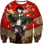 Attack On Titan Hoodie - Attack On Titan Incredible Captain Levi Action Anime Promo Hoodie - Sweatshirt