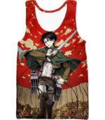 Attack On Titan Hoodie - Attack On Titan Incredible Captain Levi Action Anime Promo Zip Up Hoodie - Tank Top