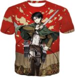 Attack On Titan Hoodie - Attack On Titan Incredible Captain Levi Action Anime Promo Zip Up Hoodie - T-Shirt