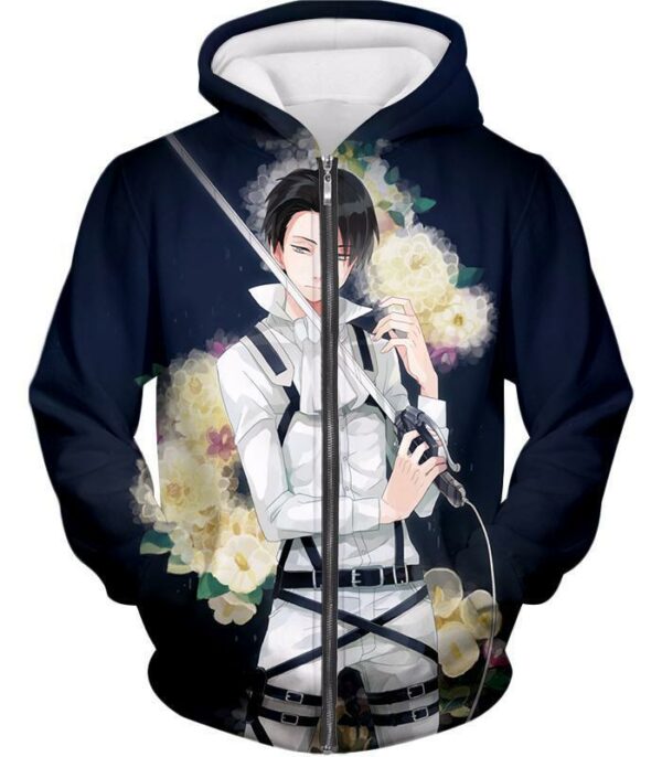 Attack On Titan Hoodie - Attack On Titan Strongest Soldier Levi Ackerman Cool Anime Promo Hoodie - Zip Up Hoodie