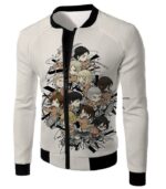 Attack On Titan Hoodie - Attack On Titan Super Cool All Attack On Titan Characters Promo White Hoodie - Jacket