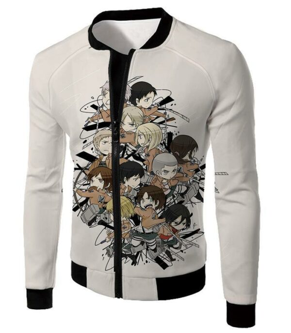 Attack On Titan Hoodie - Attack On Titan Super Cool All Attack On Titan Characters Promo White Hoodie - Jacket