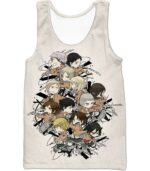 Attack On Titan Hoodie - Attack On Titan Super Cool All Attack On Titan Characters Promo White Zip Up Hoodie - Tank Top