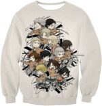 Attack On Titan Hoodie - Attack On Titan Super Cool All Attack On Titan Characters Promo White Zip Up Hoodie - Sweatshirt