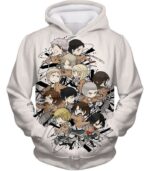 Attack On Titan Hoodie - Attack On Titan Super Cool All Attack On Titan Characters Promo White Zip Up Hoodie - Hoodie