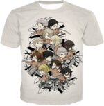 Attack On Titan Hoodie - Attack On Titan Super Cool All Attack On Titan Characters Promo White Zip Up Hoodie - T-Shirt