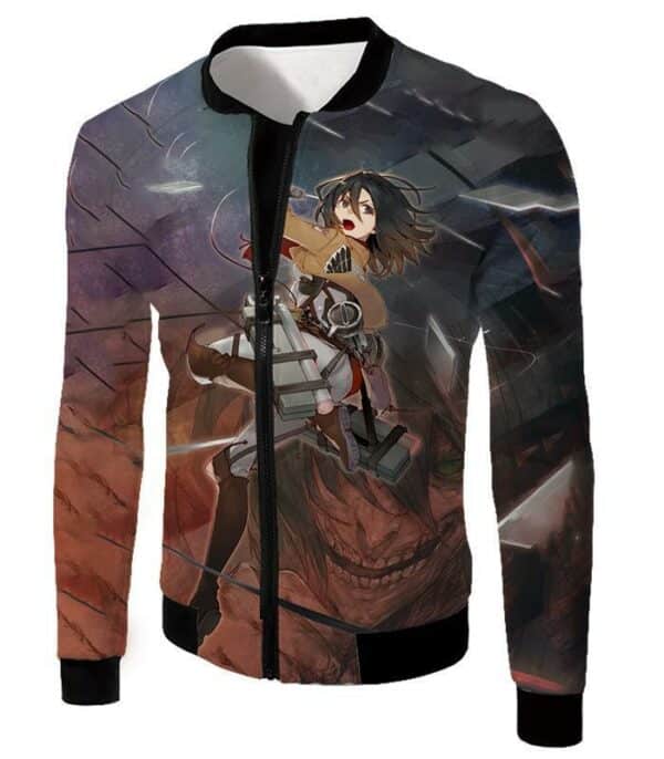 Attack On Titan Hoodie - Attack On Titan Super Skilled Soldier Mikasa Ackerman Ultimate Anime Action Hoodie - Jacket