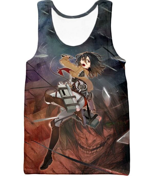 Attack On Titan Hoodie - Attack On Titan Super Skilled Soldier Mikasa Ackerman Ultimate Anime Action Hoodie - Tank Top