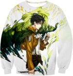 Attack On Titan Hoodie - Attack On Titan Survey Corp Soldier Levi Ackerman Ultimate Anime White Zip Up Hoodie - Sweatshirt