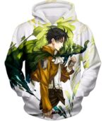 Attack On Titan Hoodie - Attack On Titan Survey Corp Soldier Levi Ackerman Ultimate Anime White Zip Up Hoodie - Hoodie