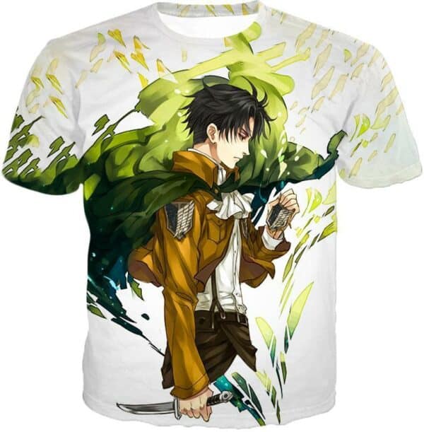 Attack On Titan Hoodie - Attack On Titan Survey Corp Soldier Levi Ackerman Ultimate Anime White Hoodie - T-Shirt