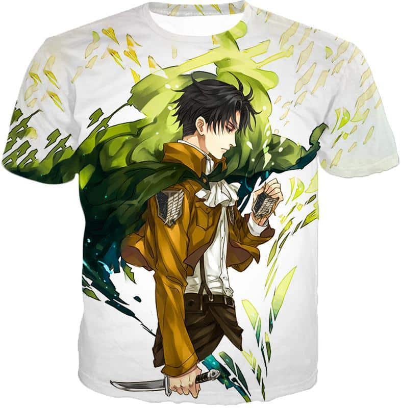 Attack On Titan Hoodie - Attack On Titan Survey Corp Soldier Levi Ackerman Ultimate Anime White Hoodie - T-Shirt