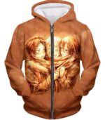 Attack On Titan Hoodie - Attack On Titan Three Best Childhood Friends Eren X Mikasa X Armin Cool Anime Promo Hoodie - Zip Up Hoodie