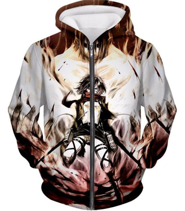 Attack On Titan Hoodie - Attack On Titan Titan Fighter Mikasa Ackerman Cool Anime Graphic Hoodie - Zip Up Hoodie