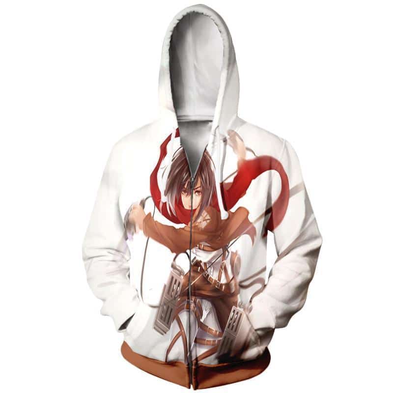 Attack On Titan Mikasa Ackerman Red Scarf - Attack On Titan Zip Up ...