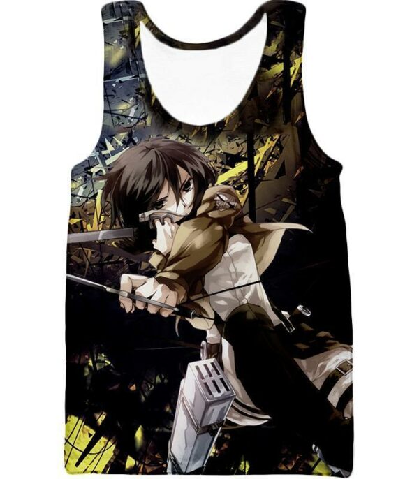 Attack On Titan Mikasa Ackerman Wings Of Freedom Black Hoodie - Tank Top